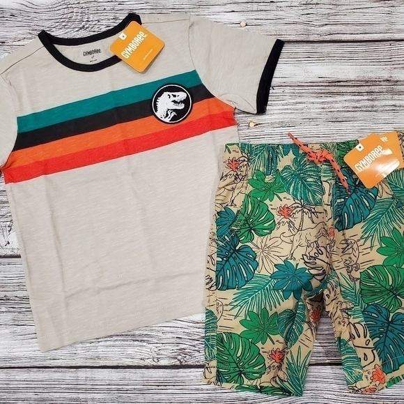 Gymboree Jurassic World Dinosaur Print T-Shirts & Matching Shorts Bundle 4T NWT - Picture 11 of 16